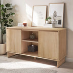 Modern Two-Door Sideboard with Three-Position Adjustable Shelves and an Open Middle Display Shelf