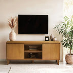 Modern Two-Door Sideboard with Three-Position Adjustable Shelves and an Open Middle Display Shelf