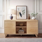 Modern Two-Door Sideboard with Three-Position Adjustable Shelves and an Open Middle Display Shelf