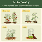 Modular Plant Trellis System with 12 Adjustable Panels, Flat-Folding Storage and Heavy-Harvest Support