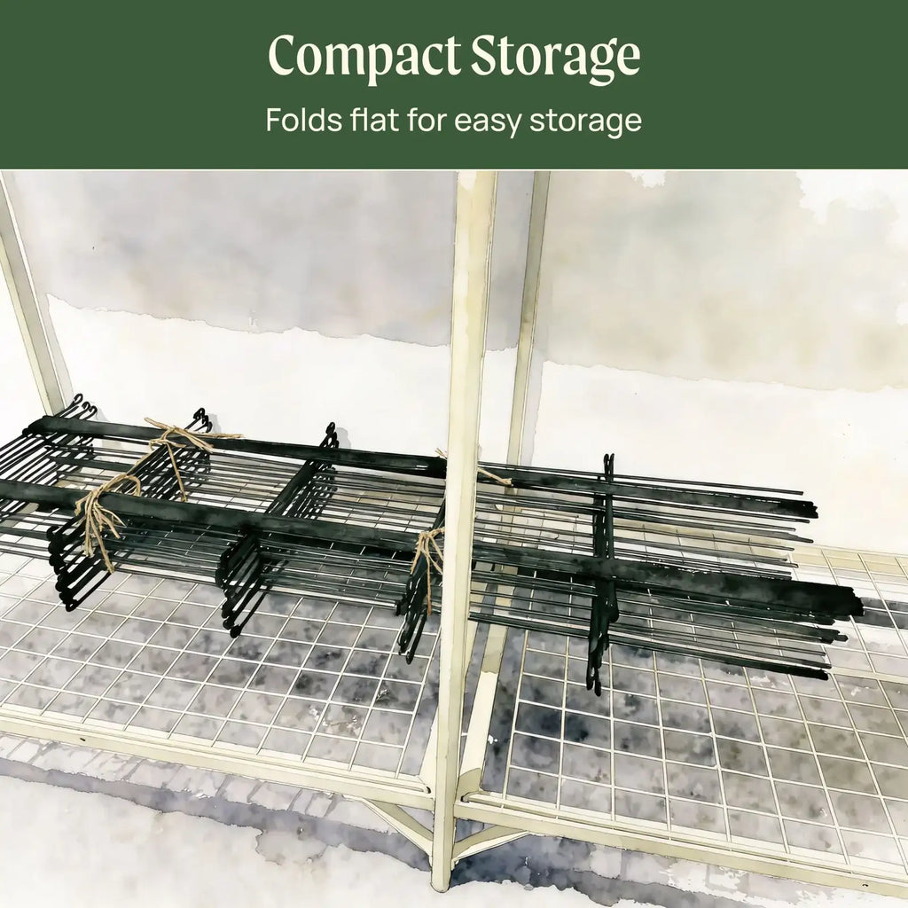 Modular Plant Trellis System with 12 Adjustable Panels, Flat-Folding Storage and Heavy-Harvest Support