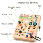 Montessori Busy Board for Toddlers with Interactive Lights, Switches, Buttons and Sensory Activities for Independent Play