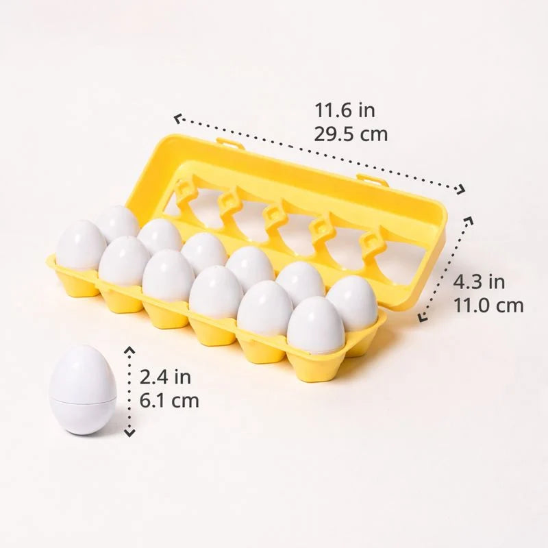 Montessori Geometric Eggs for Toddlers, Color and Shape Matching Learning Toy with Compact Storage Case
