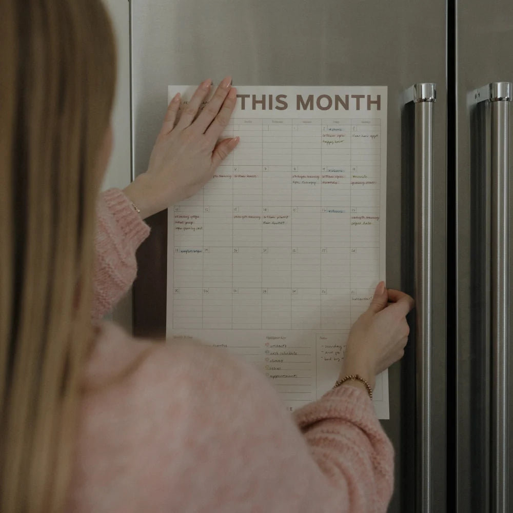 Monthly Fridge Calendar with an Undated Wipe-Clean Layout for Keeping Household Plans in View