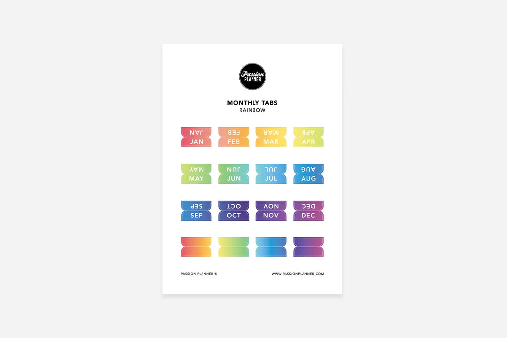 Monthly Planner Tabs, Rainbow