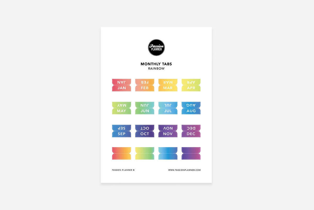 Monthly Planner Tabs, Rainbow