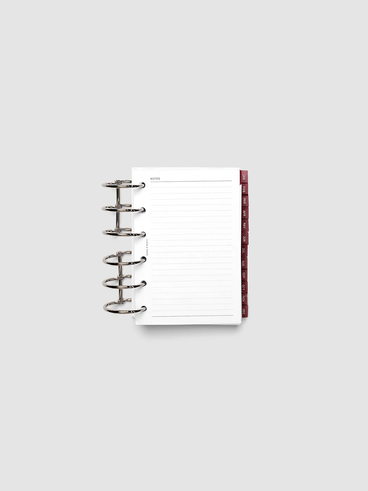 Monthly Side Tab Planner Dividers in Bordeaux, Set of 12 in Ultra-Thin Plastic for Monthly Organization