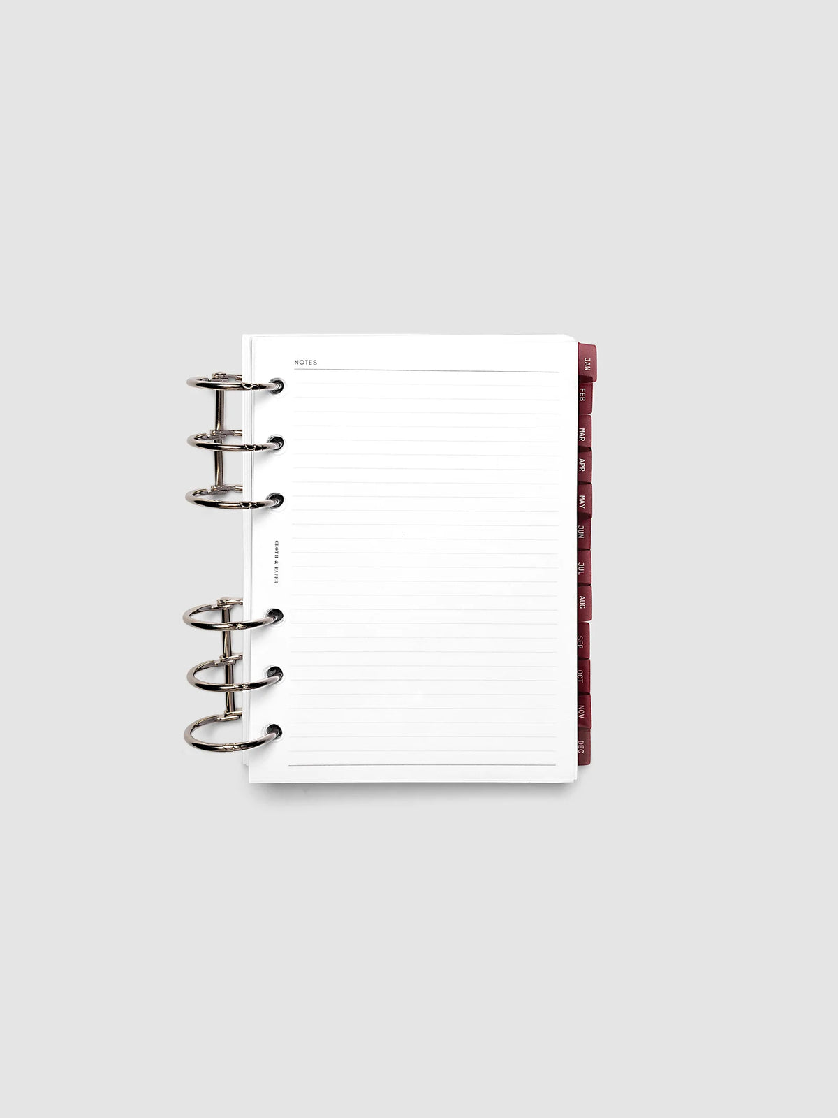 Monthly Side Tab Planner Dividers in Bordeaux, Set of 12 in Ultra-Thin Plastic for Monthly Organization