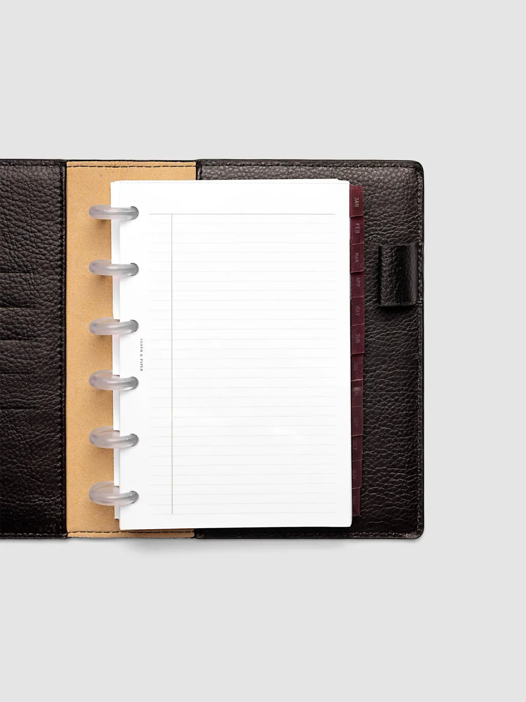 Monthly Side Tab Planner Dividers in Bordeaux, Set of 12 in Ultra-Thin Plastic for Monthly Organization