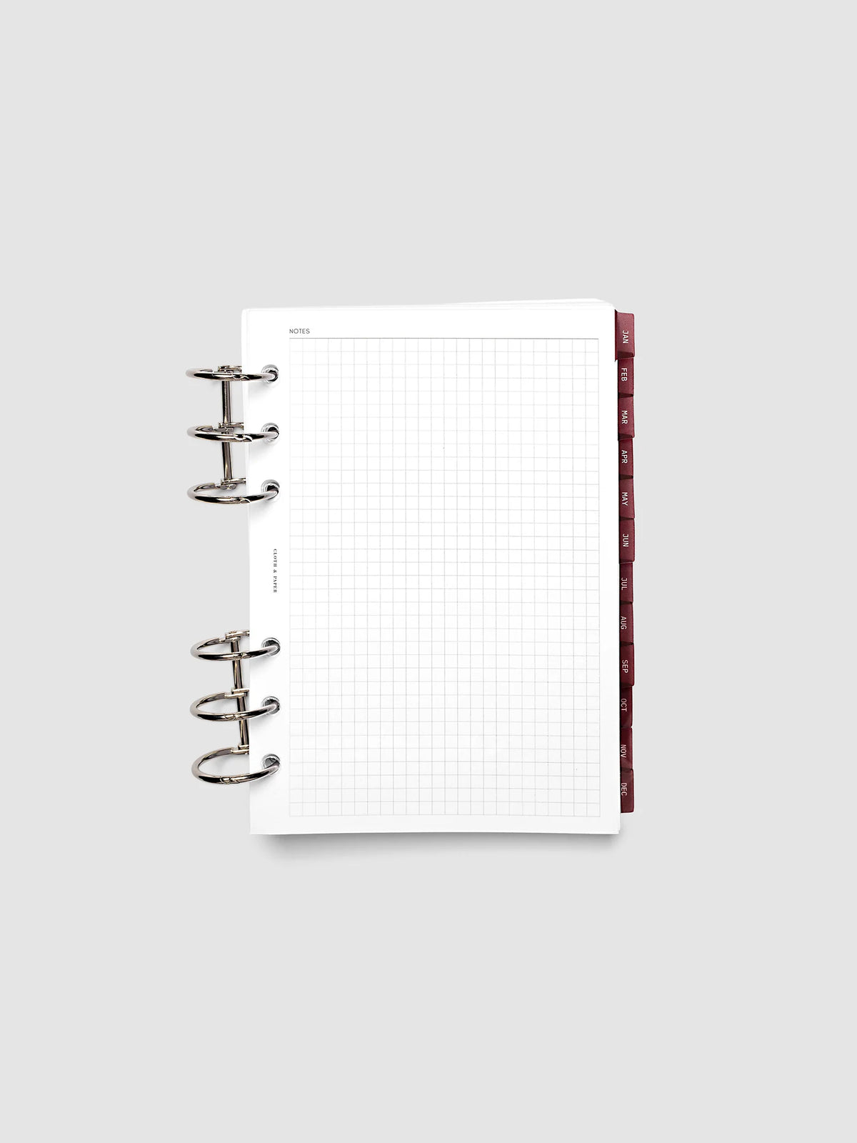Monthly Side Tab Planner Dividers in Bordeaux, Set of 12 in Ultra-Thin Plastic for Monthly Organization