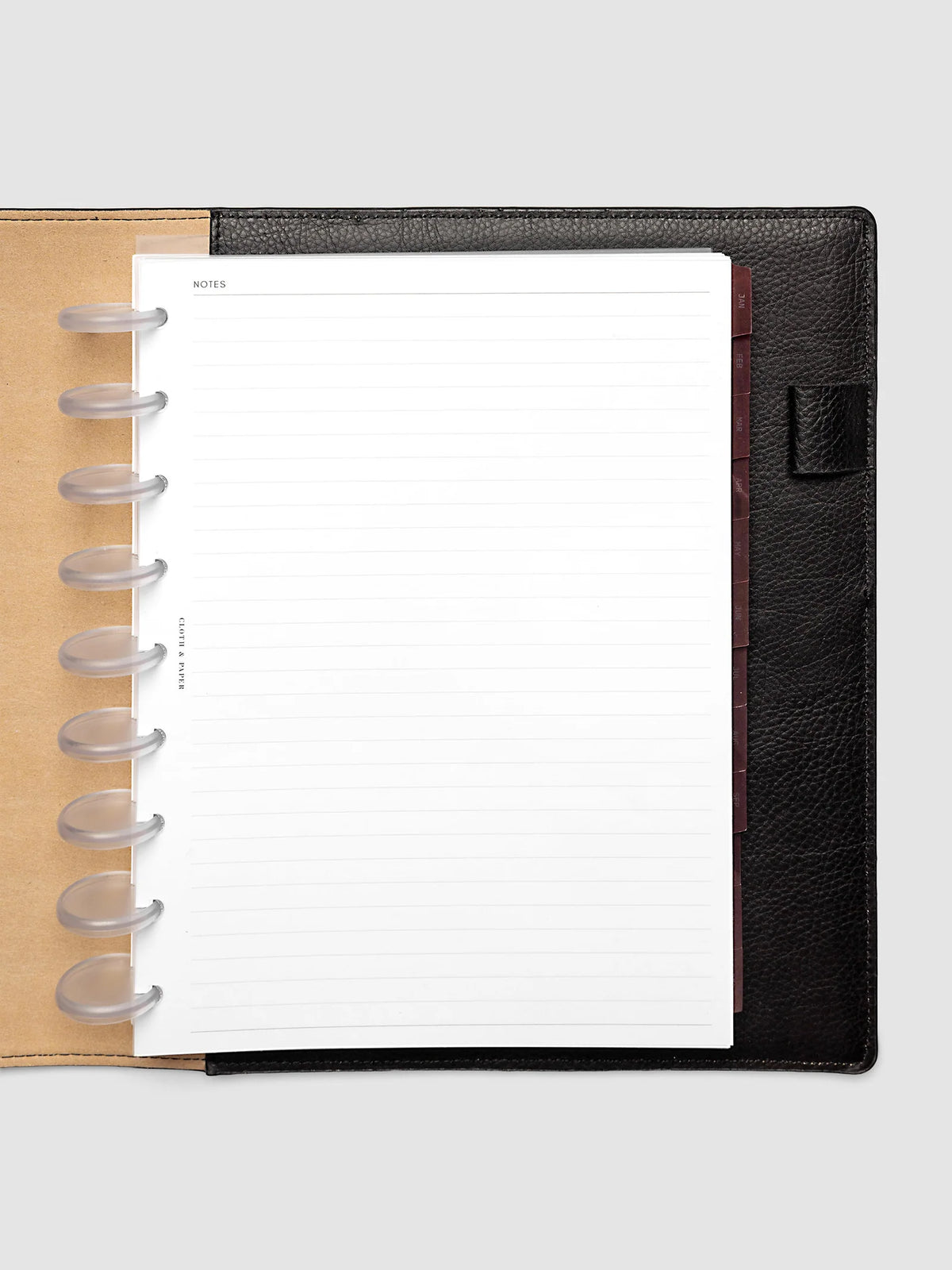 Monthly Side Tab Planner Dividers in Bordeaux, Set of 12 in Ultra-Thin Plastic for Monthly Organization
