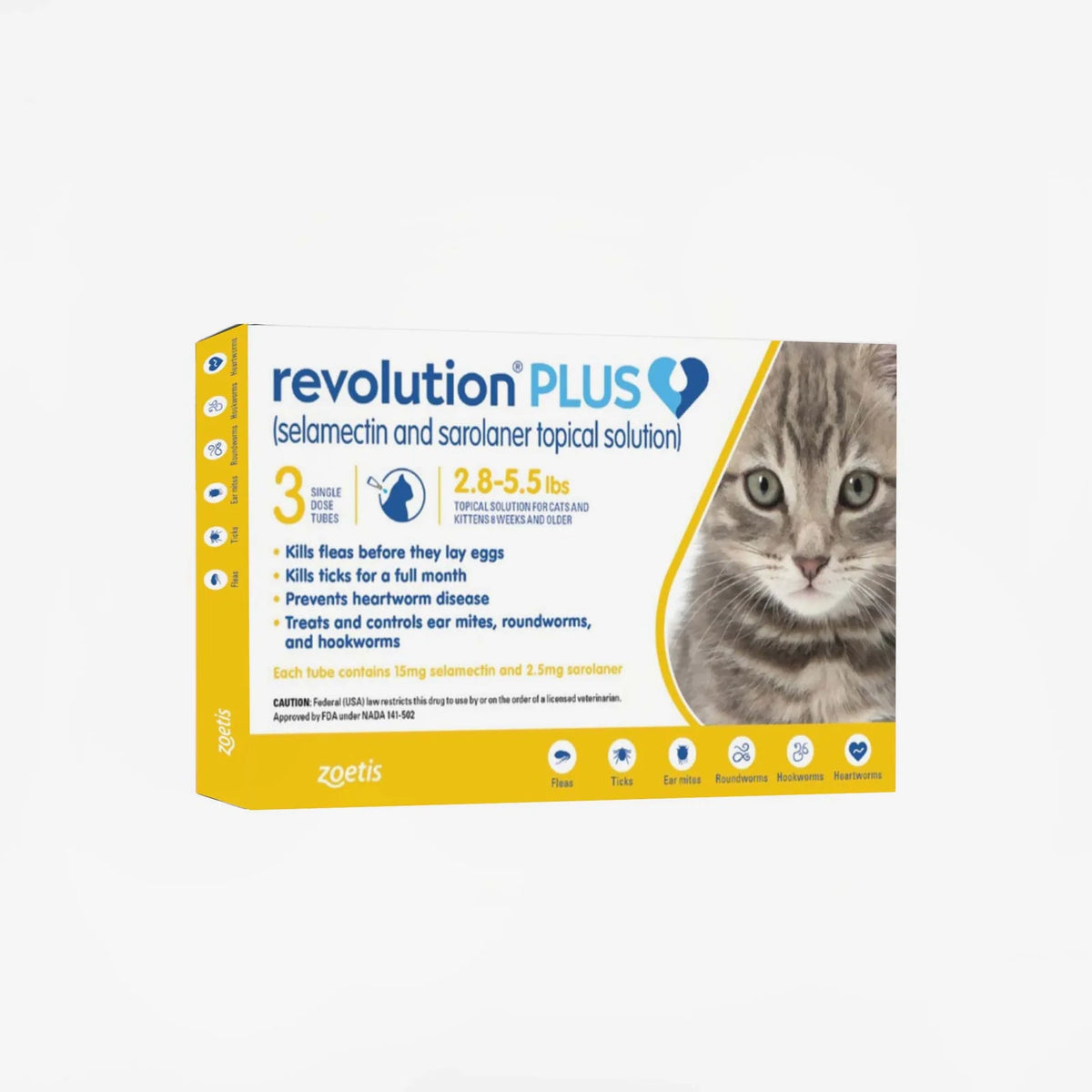 Monthly Topical Parasite Treatment, 2.8-5.5 lbs Gold