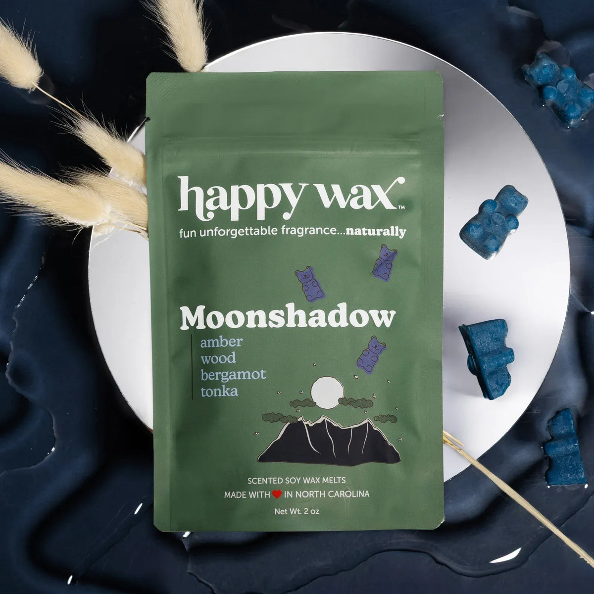 Moonshadow Wax Melts in Soy Wax with Tonka, Patchouli, White Amber and Peppered Bergamot Notes