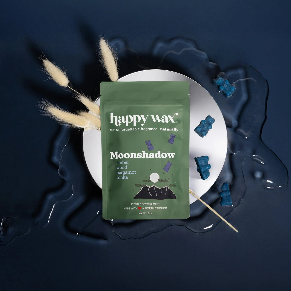 Moonshadow Wax Melts in Soy Wax with Tonka, Patchouli, White Amber and Peppered Bergamot Notes