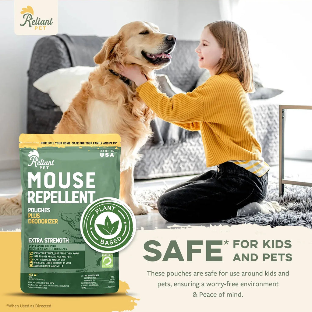 Mouse Repellent Pouches with Peppermint and Cinnamon Oils for Homes, Garages and Vehicles, Made in USA
