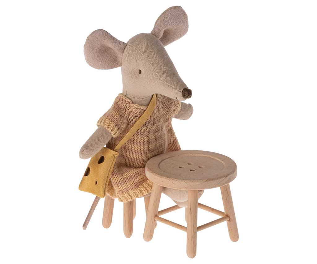 Mouse-Sized Dollhouse Table and Stool Set