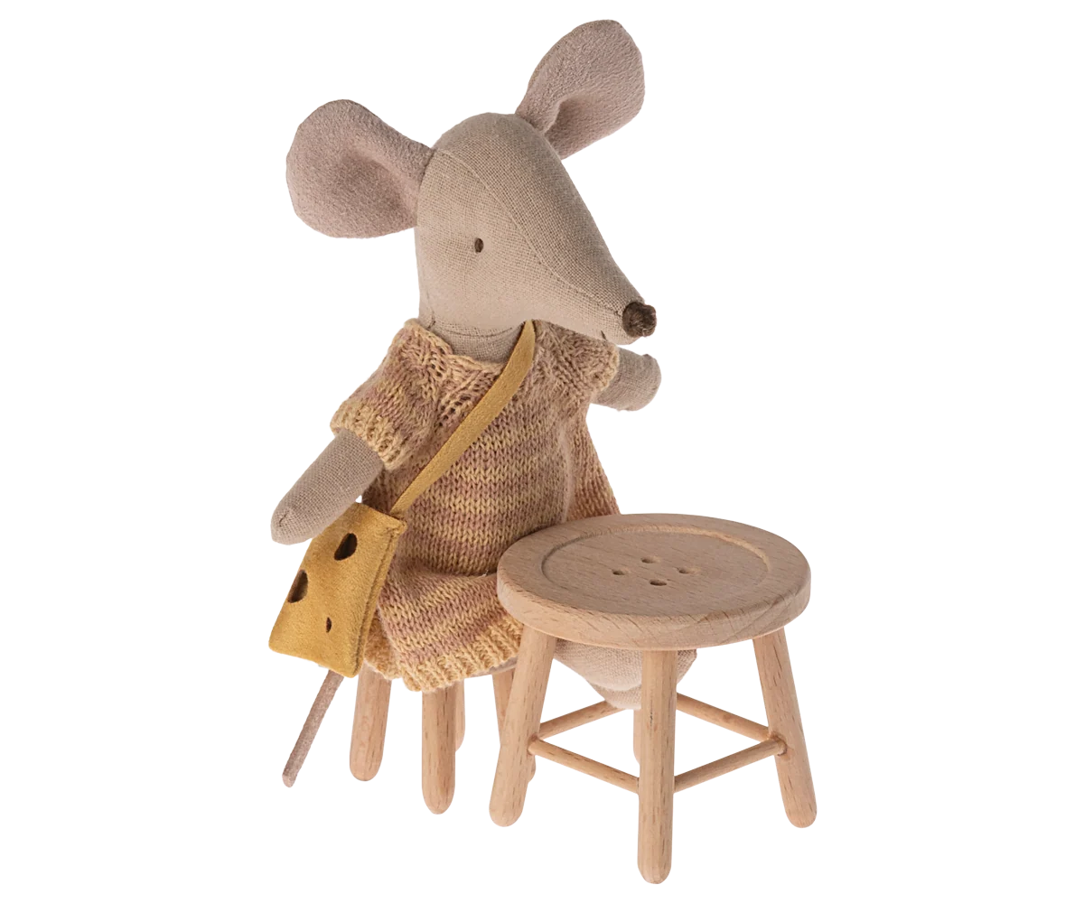 Mouse-Sized Dollhouse Table and Stool Set