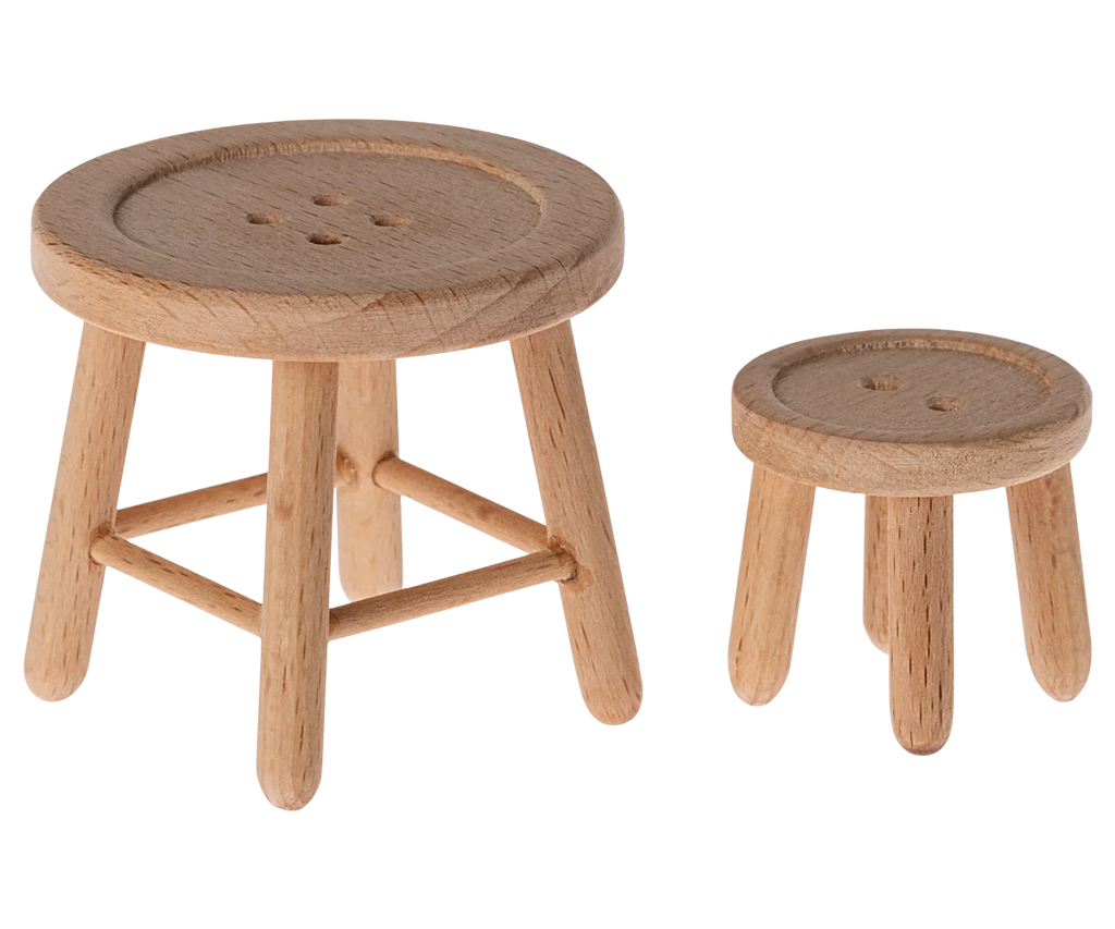 Mouse-Sized Dollhouse Table and Stool Set