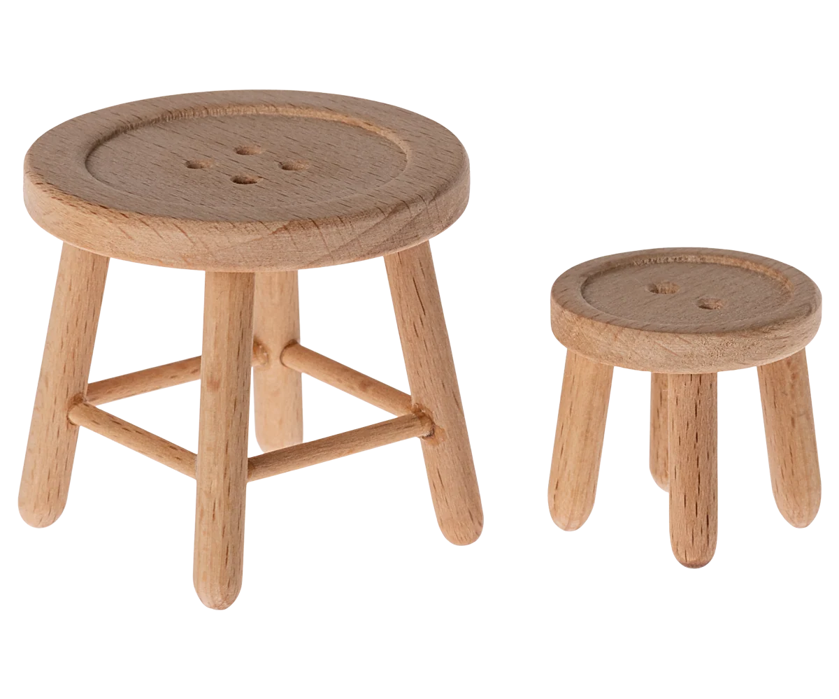 Mouse-Sized Dollhouse Table and Stool Set
