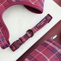 Mulberry Red Plaid Dog Collar