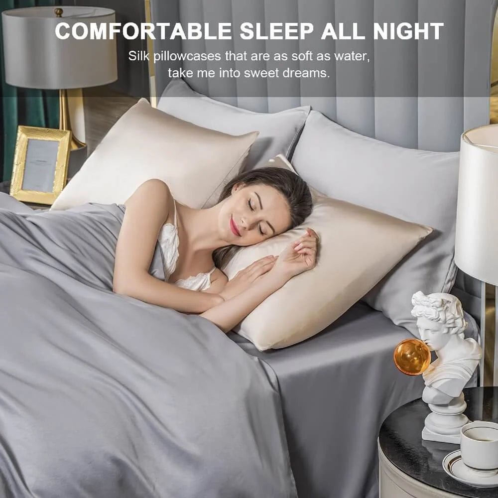 Mulberry Silk Pillowcases, 2-Pack in 100% Silk on Both Sides