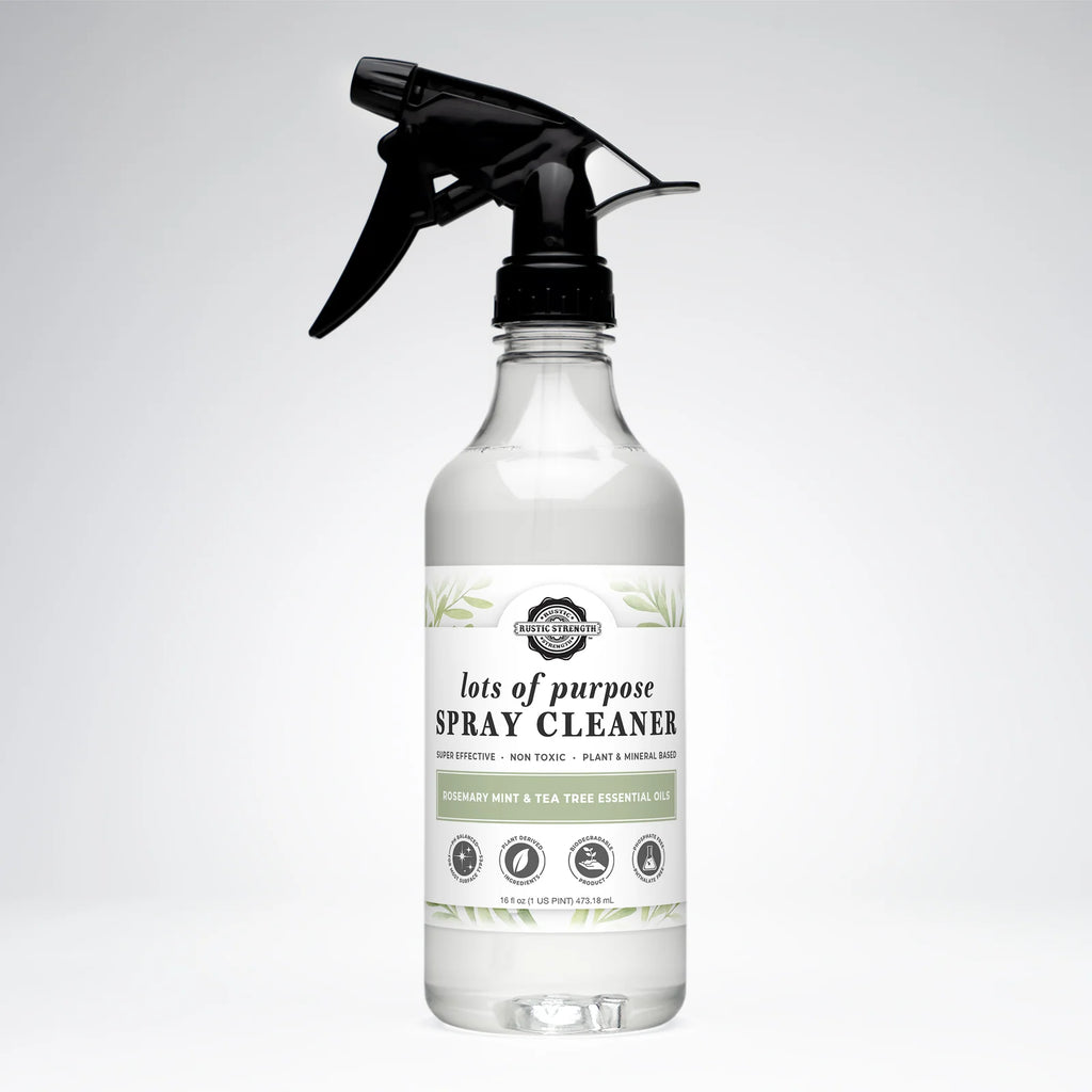 Multi-Purpose Spray Cleaner with Rosemary, Mint and Tea Tree Scent in Multiple Refillable Sizes — 16 oz Plastic