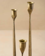 Multi Taper Candle Holder in Antique Brass Finish, Four Varying