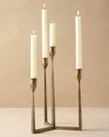 Multi Taper Candle Holder in Antique Brass Finish, Four Varying