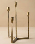 Multi Taper Candle Holder in Antique Brass Finish, Four Varying