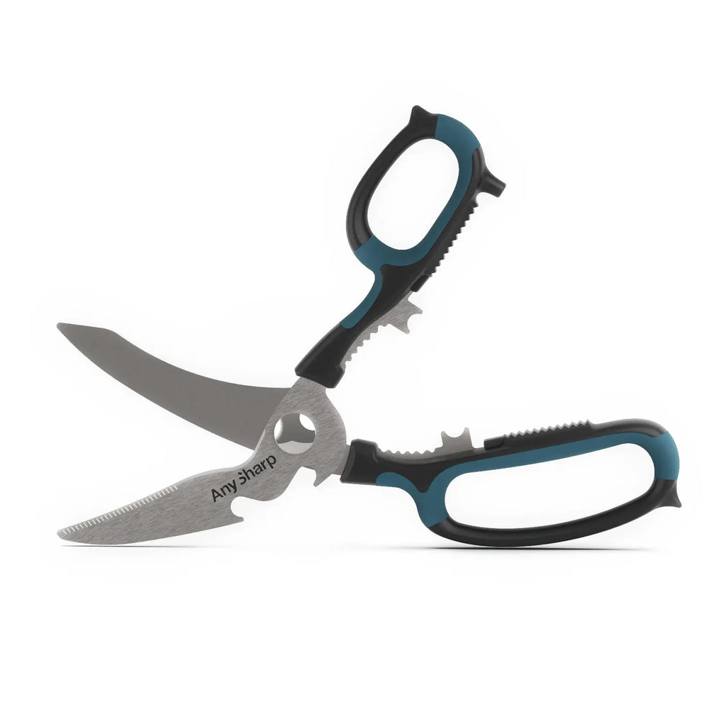 Multifunction Scissors with Curved Hardened Steel Blades and Comfort Grips for Kitchen and Household Tasks