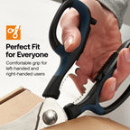 Multifunction Scissors with Curved Hardened Steel Blades and Comfort Grips for Kitchen and Household Tasks