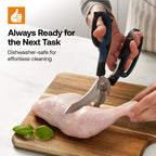 Multifunction Scissors with Curved Hardened Steel Blades and Comfort Grips for Kitchen and Household Tasks