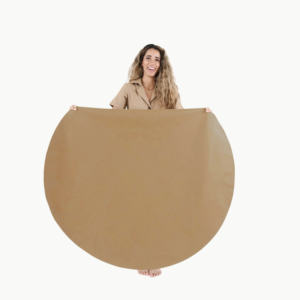 Multipurpose Bonded Leather Mat, Camel-Circle
