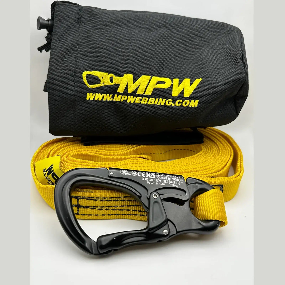 Multipurpose Firefighter Webbing Rescue Tool with 22-Foot Haul Line, Search Rope and Dual-Action Carabiner