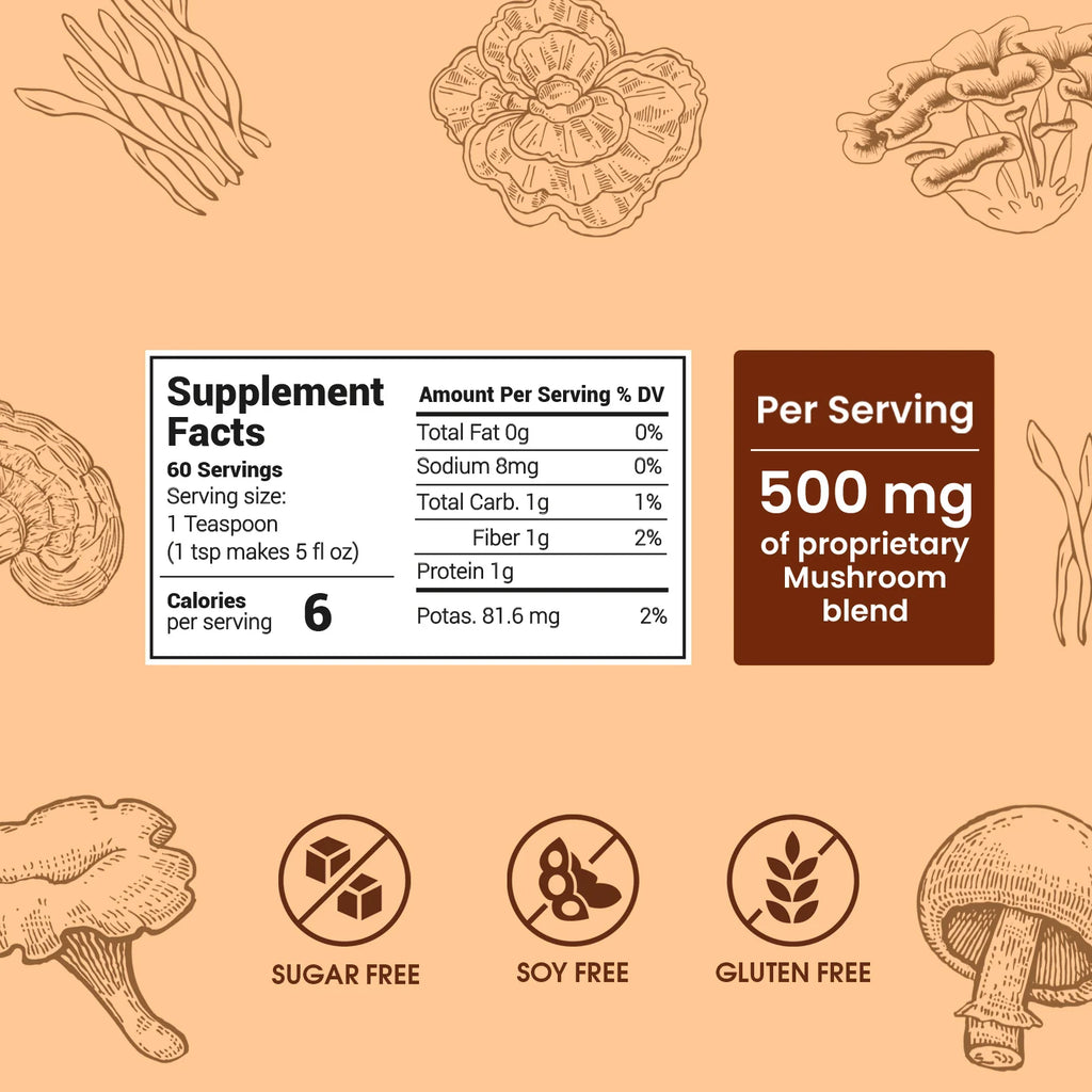 Mushroom Instant Coffee, 5 oz Arabica Medium Roast with Chocolatey Nutty Flavor and Ten Mushroom Powders