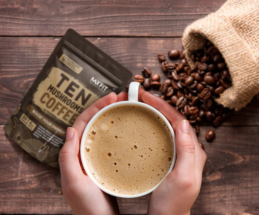 Mushroom Instant Coffee, 5 oz Arabica Medium Roast with Chocolatey Nutty Flavor and Ten Mushroom Powders