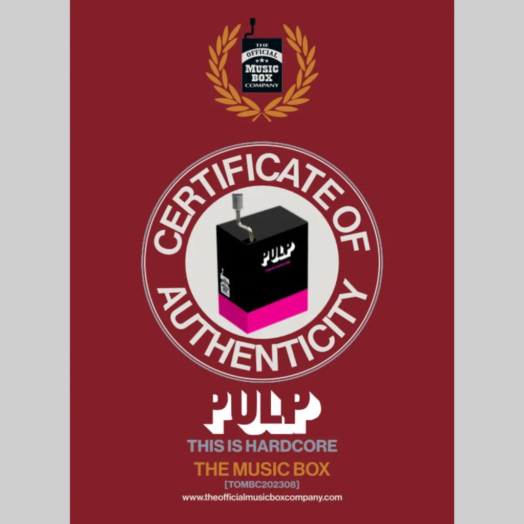 Music Box Playing the Pulp “This Is Hardcore” Piano Melody with Certificate of Authenticity Postcard