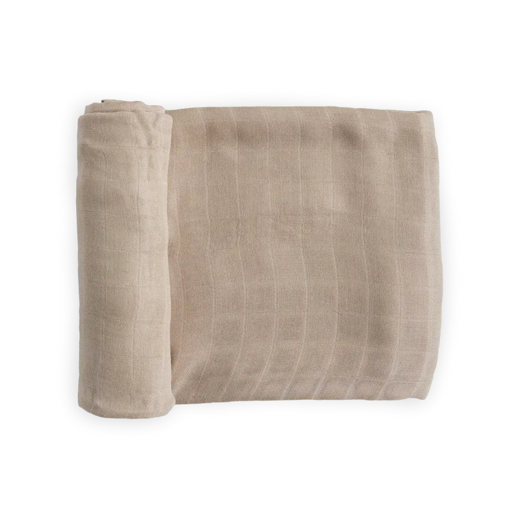 Muslin Swaddle Blanket in Solid Oatmeal, Made from 100% Rayon from Bamboo for Soft Newborn Wrapping