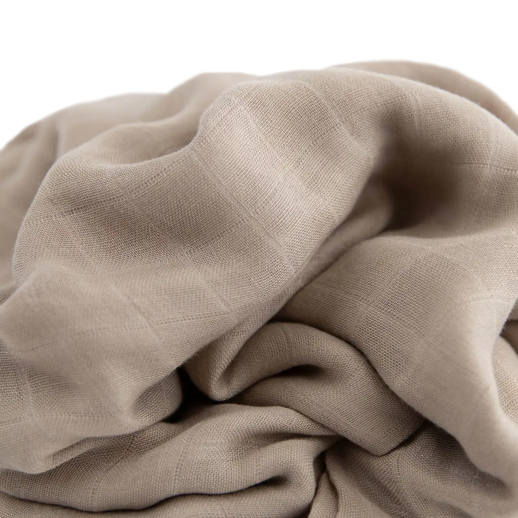 Muslin Swaddle Blanket in Solid Oatmeal, Made from 100% Rayon from Bamboo for Soft Newborn Wrapping