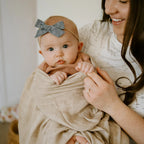 Muslin Swaddle Blanket in Solid Oatmeal, Made from 100% Rayon from Bamboo for Soft Newborn Wrapping