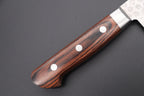 Nakiri Knife for Vegetable Preparation with a Hammered VG-10 Damascus Blade and Mahogany Wood Handle