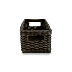 Narrow Rectangular Wicker Storage Basket in Natural Rattan