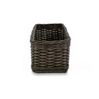 Narrow Rectangular Wicker Storage Basket in Natural Rattan