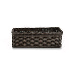 Narrow Rectangular Wicker Storage Basket in Natural Rattan