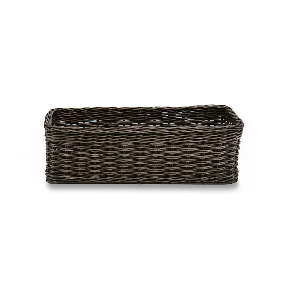 Narrow Rectangular Wicker Storage Basket in Natural Rattan