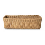 Narrow Rectangular Wicker Storage Basket in Natural Rattan