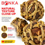 Natural Banana Leaf Bird Toy Balls, 3-Pack