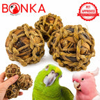 Natural Banana Leaf Bird Toy Balls, 3-Pack