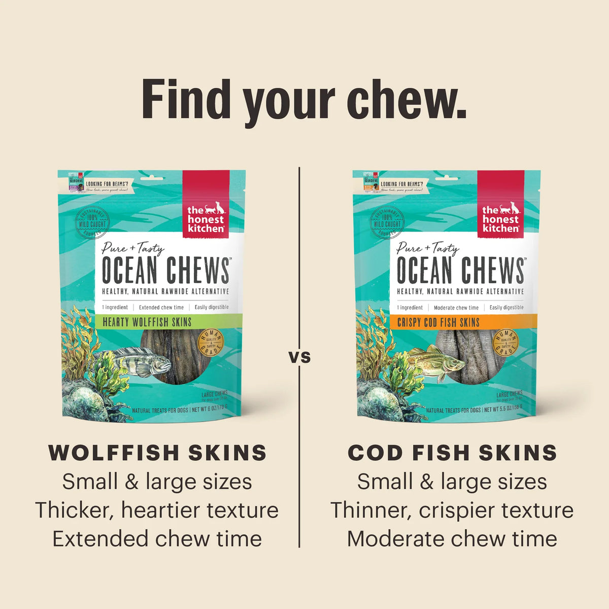 Natural Cod Fish Skin Dog Treats, One-Ingredient Crispy Chews with Omega-Rich Fish for Everyday Rewards