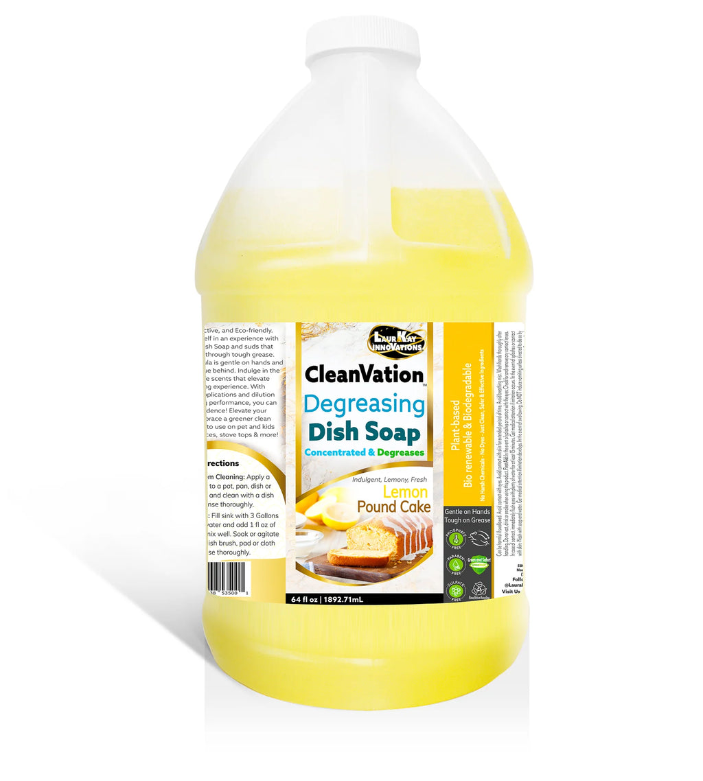 Natural Dish Soap Refill, Concentrated 64 Fl Oz Liquid Cleaner for Greasy — Half Gallon Refill (64 Fl Oz) / Lemon Pound Cake